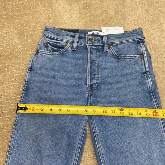 RE/DONE Originals 80's Slim Straight Brisk Blue With Rips NWT 25